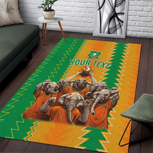 Custom Ivory Coast Football Area Rug The Champions Les Elephants 2024 - Lynsiley