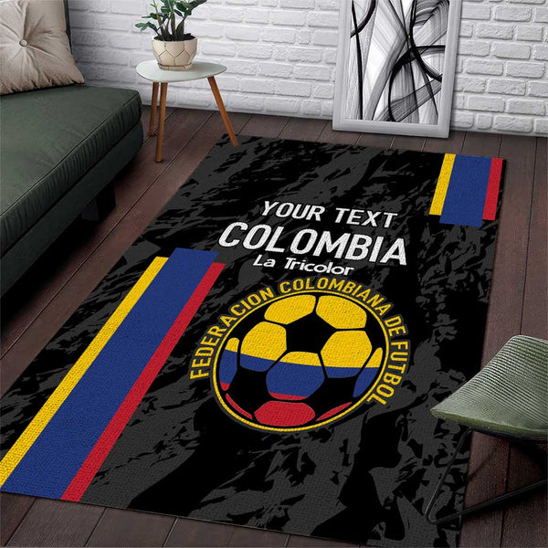 Custom Colombia Football Area Rug 2024 Vamos La Tricolor - Black - Lynsiley