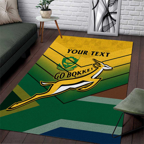 Custom South Africa Rugby Area Rug Springboks Go Champions African Pattern - Lynsiley