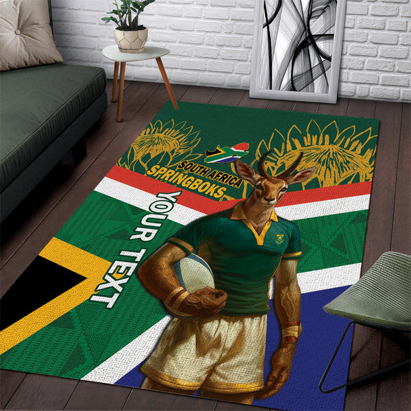 Custom South Africa Rugby Area Rug 2024 Go Springboks Mascot African Pattern - Lynsiley