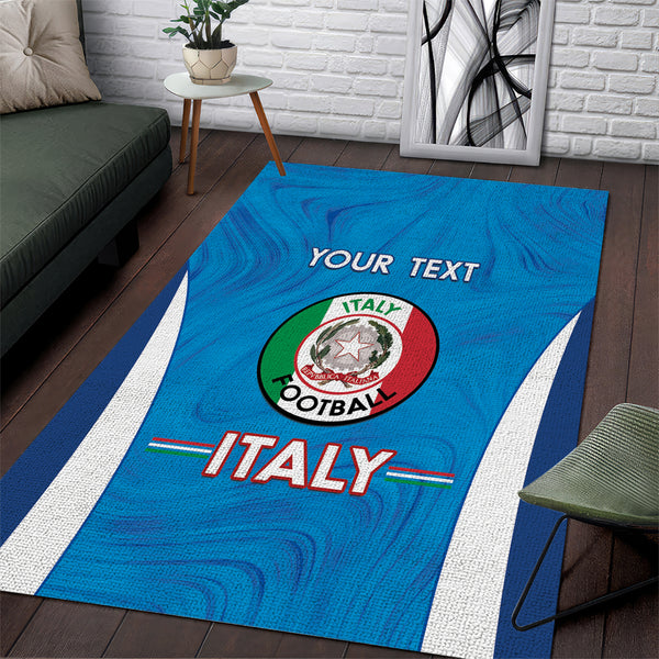 Custom Italy Football Area Rug 2024 Gli Azzurri Marble Pattern - Lynsiley