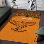 Custom Zambia Football Area Rug Copper Queens Kente Pattern - Lynsiley