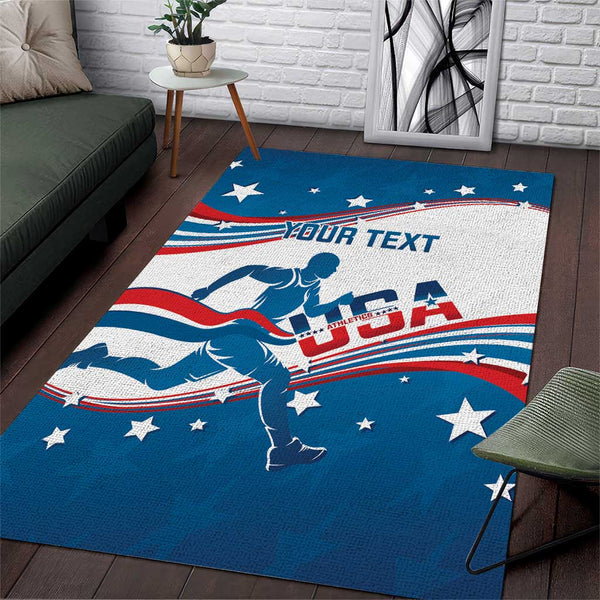 Custom USA Athletics Area Rug 2024 United States Flag Curve Style - Lynsiley