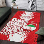 Custom Iran Football Area Rug Go Team Melli Leopard Pattern - Lynsiley