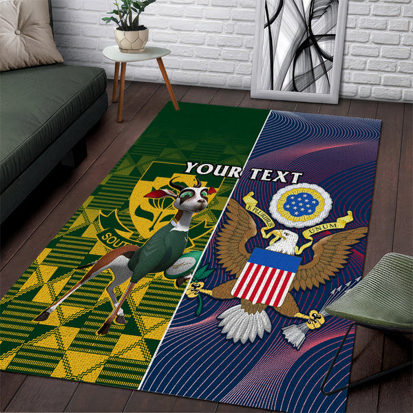 Custom South Africa And United States Rugby Area Rug 2023 Springboks Combine Eagles - Lynsiley