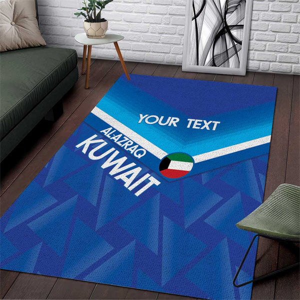 Custom Kuwait Football Area Rug Al-Azraq Sporty Style - Lynsiley