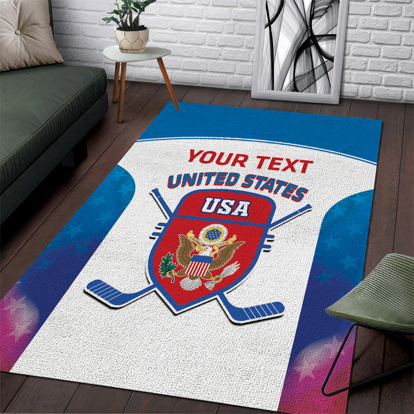 Custom United States Hockey Area Rug 2024 Go USA - Lynsiley
