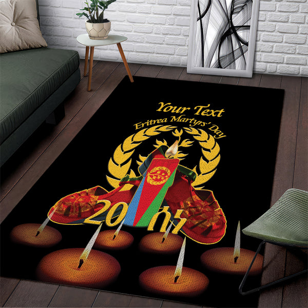 Custom Eritrea Martyrs' Day Area Rug 20 June Shida Shoes With Candles - Black - Lynsiley