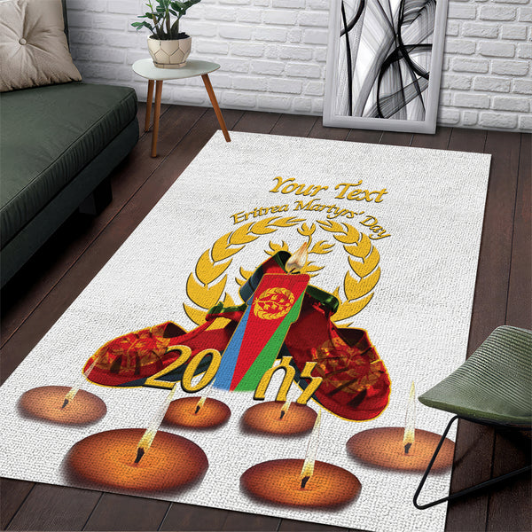 Custom Eritrea Martyrs' Day Area Rug 20 June Shida Shoes With Candles - White - Lynsiley