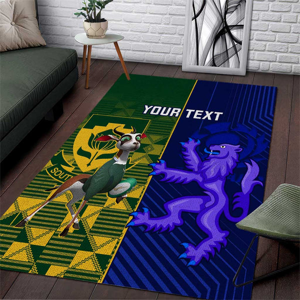 Custom South Africa And Scotland Rugby Area Rug Springboks Thistle Together - Lynsiley