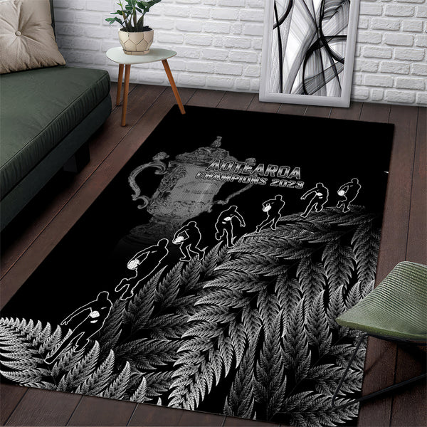 Custom New Zealand Silver Fern Rugby Area Rug All Black Go Champions 2023 With Trophy Proud - Lynsiley