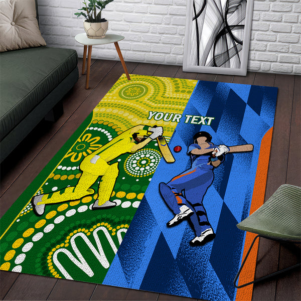 Custom Australia And India Cricket Area Rug 2023 World Cup Final Together - Lynsiley