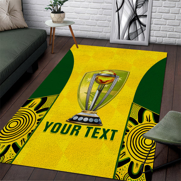 Custom Australia Cricket Area Rug World Cup Go Champions 2023 Indigenous - Lynsiley