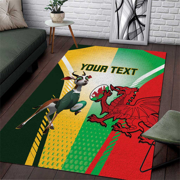 Custom South Africa And Wales Rugby Area Rug Springboks Welsh Mascots Dynamic Version - Lynsiley