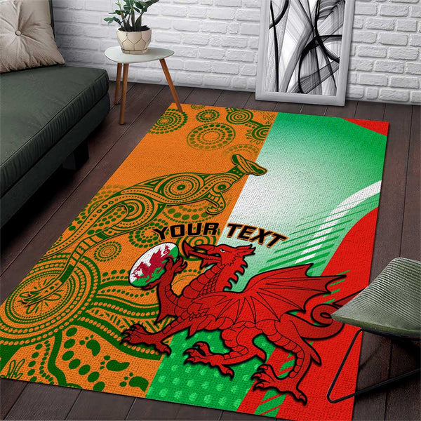 Custom Australia And Wales Rugby Area Rug Wallabies Welsh Mascots Dynamic Version - Lynsiley