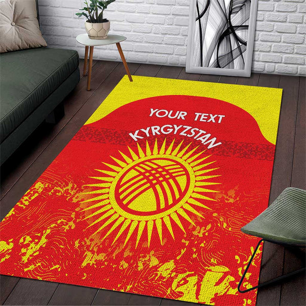 Custom Kyrgyzstan Football Area Rug Go White Falcons Sporty Style - Lynsiley