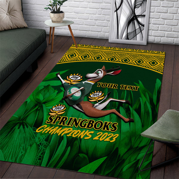 Custom South Africa Rugby Area Rug Go Bokke World Cup Champions History - Lynsiley