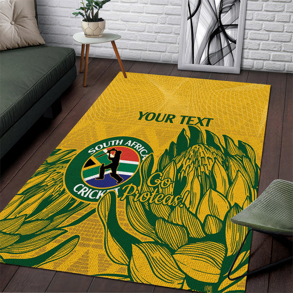 Custom South Africa Cricket Area Rug 2024 African Pattern Go Proteas - Lynsiley