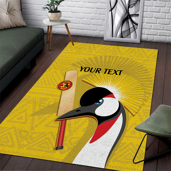 Custom Uganda Cricket Area Rug Ugandan Grey Crowned Crane - Lynsiley