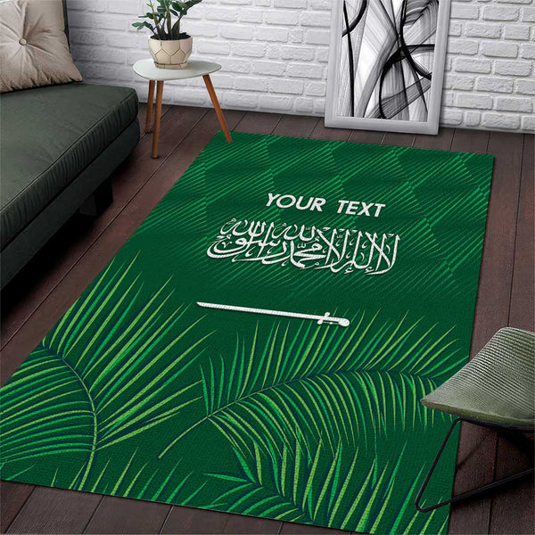 Custom Saudi Arabia Football Area Rug Go Green Falcons Sporty Style - Lynsiley