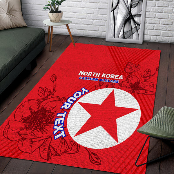 Custom North Korea Football Area Rug 2024 Go Eastern Azaleas Magnolia Flowers - Lynsiley