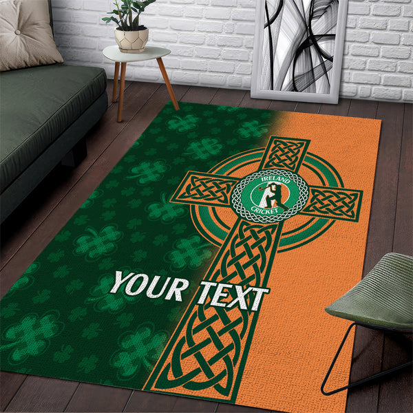 Custom Ireland Cricket Area Rug 2024 Celtic Shamrock Go Champions - Lynsiley