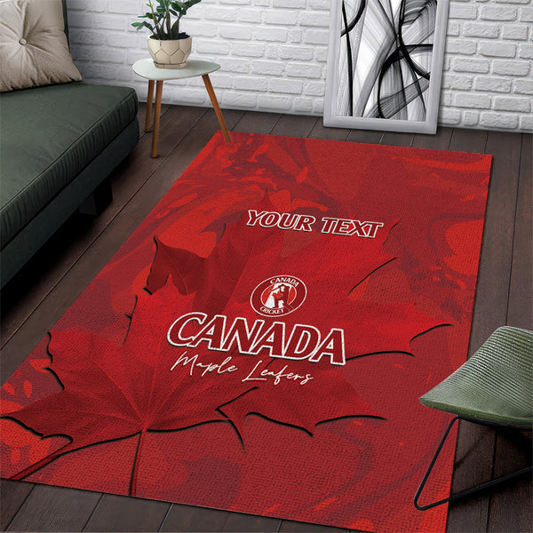 Custom Canada Cricket Area Rug 2024 Maple Leaf Go Champions - Lynsiley