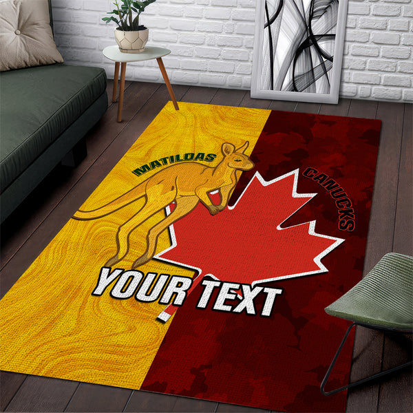 Custom Australia And Canada Soccer Area Rug Matildas Combine Canucks Together - Lynsiley