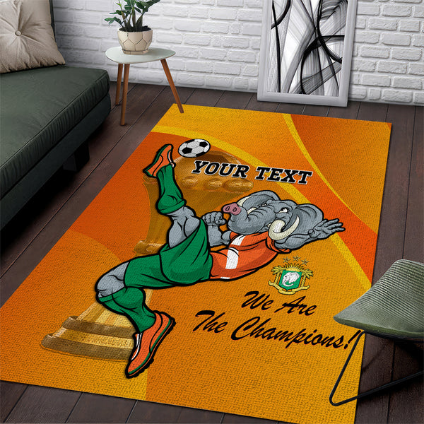 Custom Ivory Coast Football Area Rug 2024 Mascot With Champions Trophy - Lynsiley