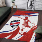 Custom Costa Rica Football Area Rug Los Ticos With Bull Mascot - Lynsiley