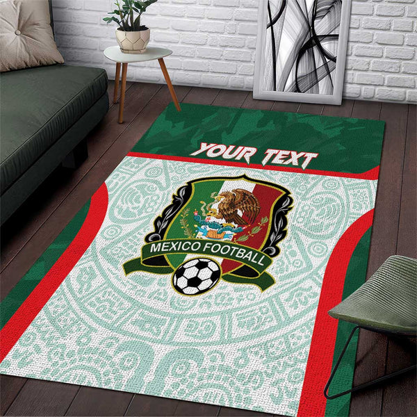 Custom Mexico Football Area Rug Aztec Pattern - Lynsiley