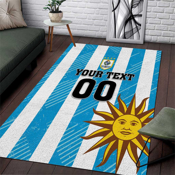 Custom Uruguay Football Area Rug Sol De May - Lynsiley