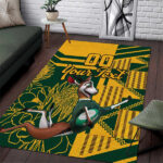 Custom South Africa Rugby Area Rug Springboks With Protea Cynaroides - Lynsiley