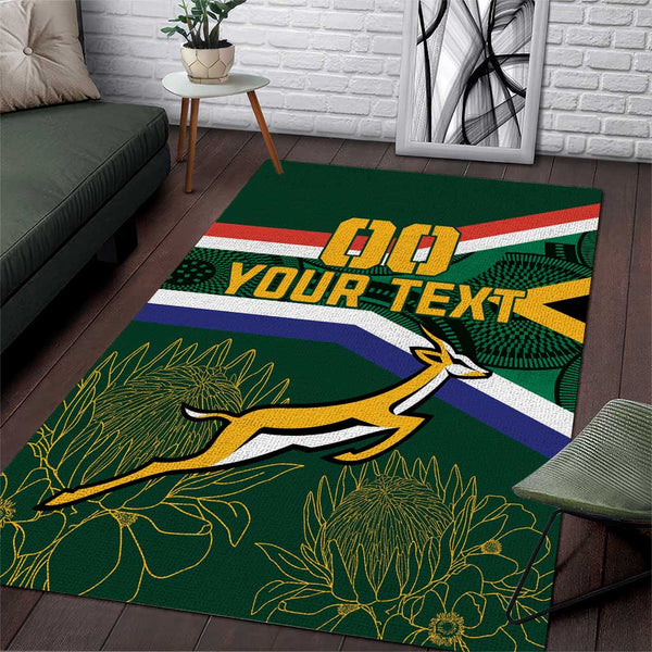 Custom South Africa Rugby Area Rug Springboks Mascot African Pattern - Lynsiley