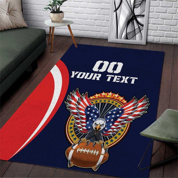 Custom USA Rugby Area Rug American Eagle With USA Flags - Lynsiley