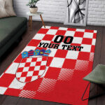 Custom Croatia Checkerboard Area Rug With Coat Of Arms - Lynsiley