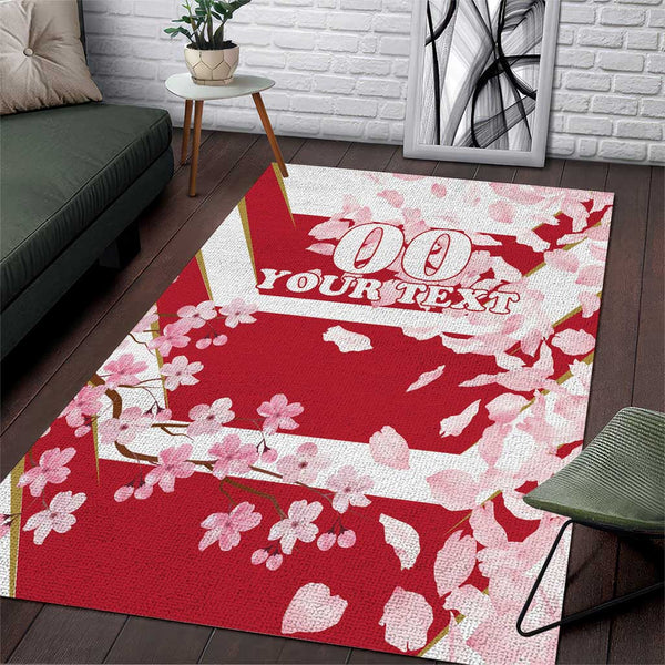 Custom Japan Rugby Area Rug Brave Cherry Blossoms Flying Petals - Lynsiley