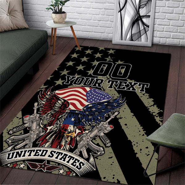 Custom Remembrance Day Area Rug American Eagle With USA Flags - Lynsiley