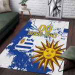 Custom Uruguay Independence Day Area Rug Sol de Mayo With Grunge Urban - Lynsiley