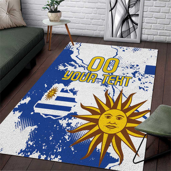 Custom Uruguay Independence Day Area Rug Sol de Mayo With Grunge Urban - Lynsiley