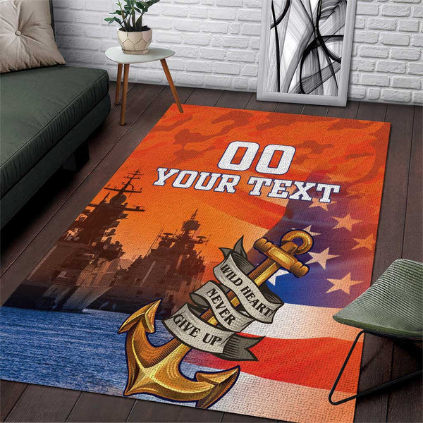 Custom US Navy Veteran Area Rug With Camouflage Pattern - Lynsiley