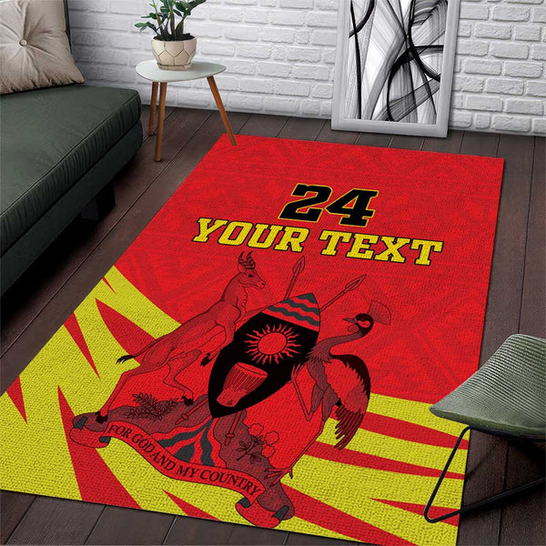 Custom Uganda Independence Day 1962 Area Rug Coat Of Arms With Kente Patterns - Lynsiley