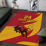Custom Spain Aggressive Fighting Bull Area Rug With Carnation Flowers - Lynsiley