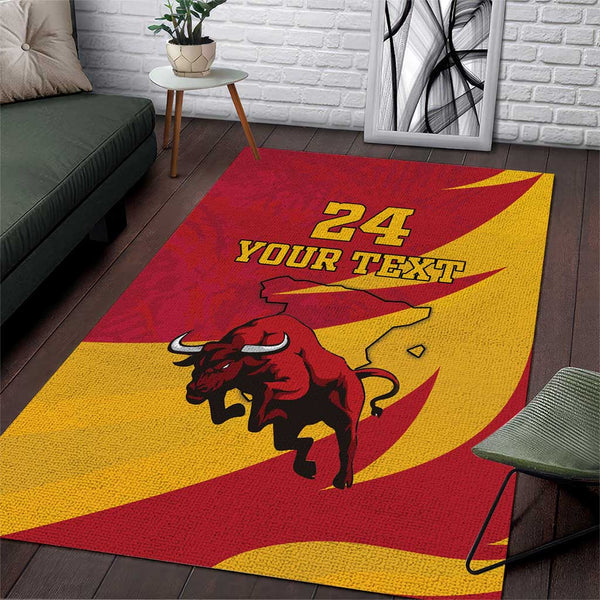Custom Spain Aggressive Fighting Bull Area Rug With Carnation Flowers - Lynsiley