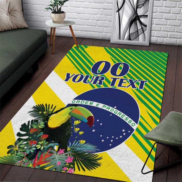 Custom Brazil Independence Day Area Rug Toco Toucan Ordem e Progresso - Lynsiley