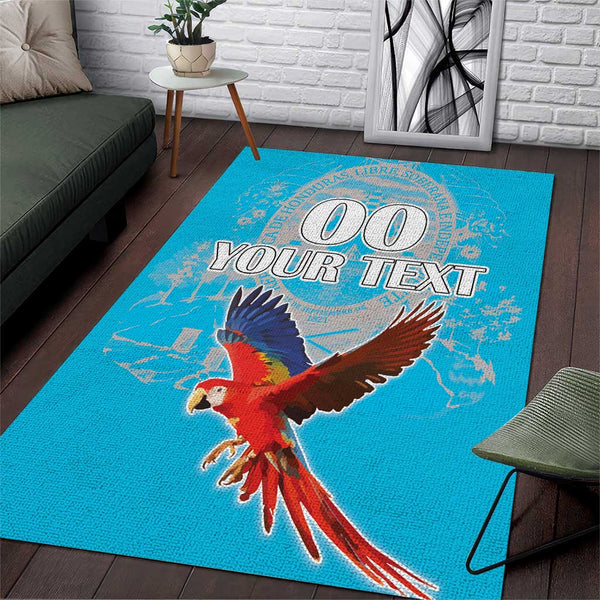 Custom Honduras Independence Day Area Rug Scarlet Macaw With Orchid Flower - Lynsiley