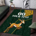 Custom South Africa Springbok Jumping Area Rug With Kente Patterns - Lynsiley