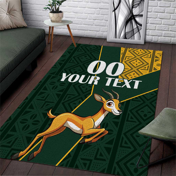 Custom South Africa Springbok Jumping Area Rug With Kente Patterns - Lynsiley