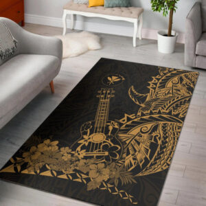 Hawaii Polynesian Area Rug Ukulele Gold - Lynsiley