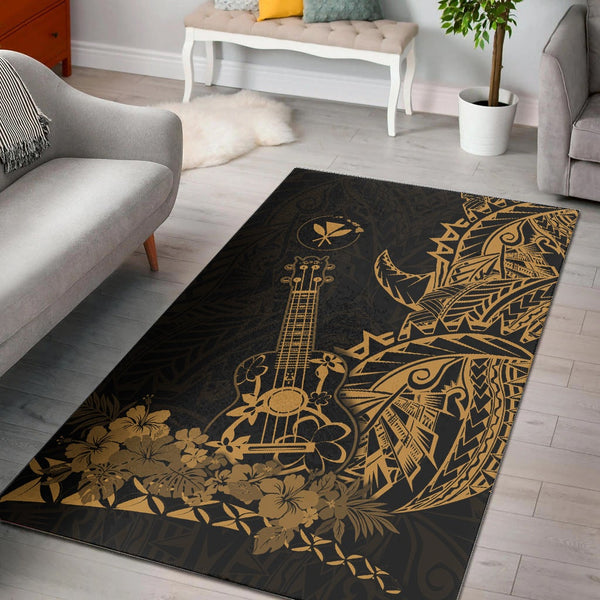 Hawaii Polynesian Area Rug Ukulele Gold - Lynsiley
